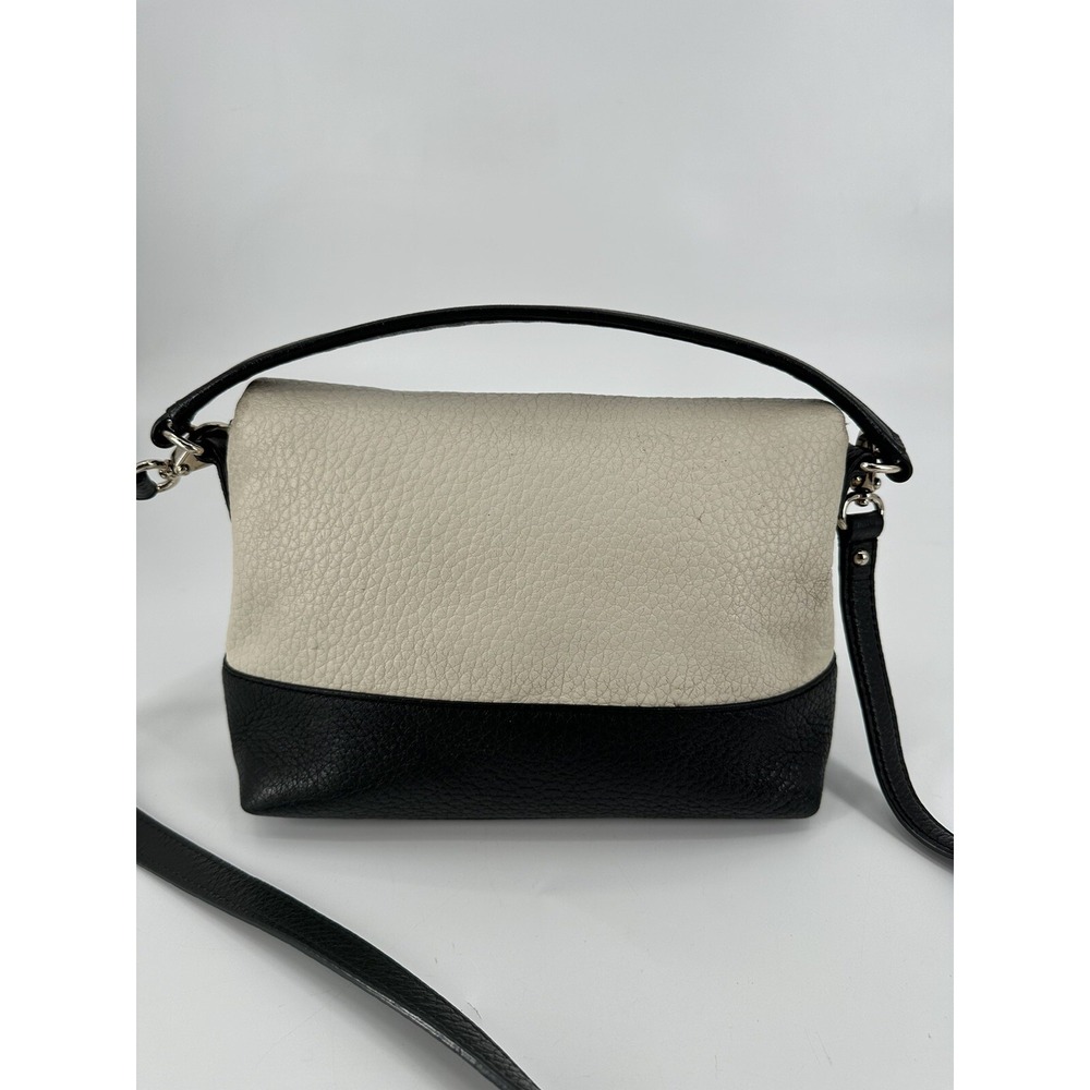 Kate‎ Spade Black and Cream Pebbled Leather Crossbody Foldover Bag - Picture 8 of 16